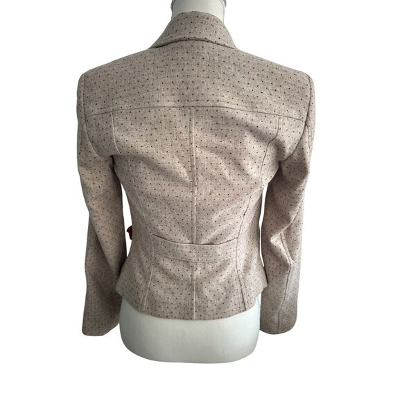 EMANUEL UNGARO Ungaro Fever Red Beige Polka Dot Bow Blazer Size 2 - Picture 8 of 13